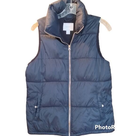 Old Navy Puffer‎ Vest Full Zip Fleece Lined Navy Blue Womens Size Small - Picture 1 of 5